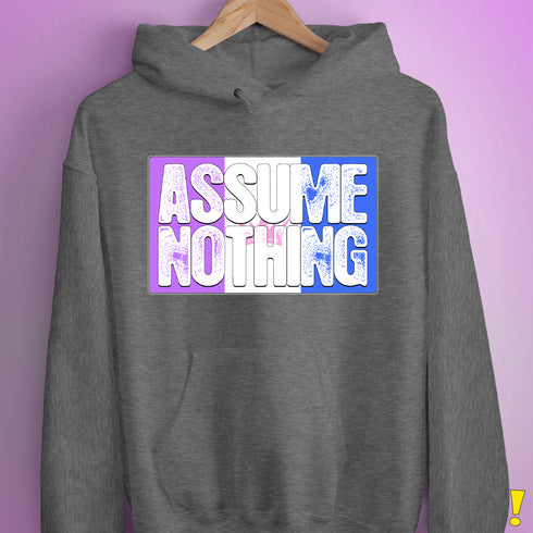 Assume Nothing Drag Pride Flag Hoodie - Grey Heather